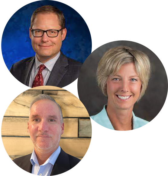 A. J. Wilhelmi, President and CEO, Illinois Health and Hospital Association, Tina Weatherwax-Grant, J.D., Senior vice president of public policy and advocacy, Trinity Health, and Joshua Boisvert, Senior vice president, Beekeeper Consulting Group.