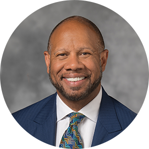 Wright L. Lassiter III headshot. CEO of CommonSpirit Health, immediate past chair of the American Hospital Association Board of Trustees.